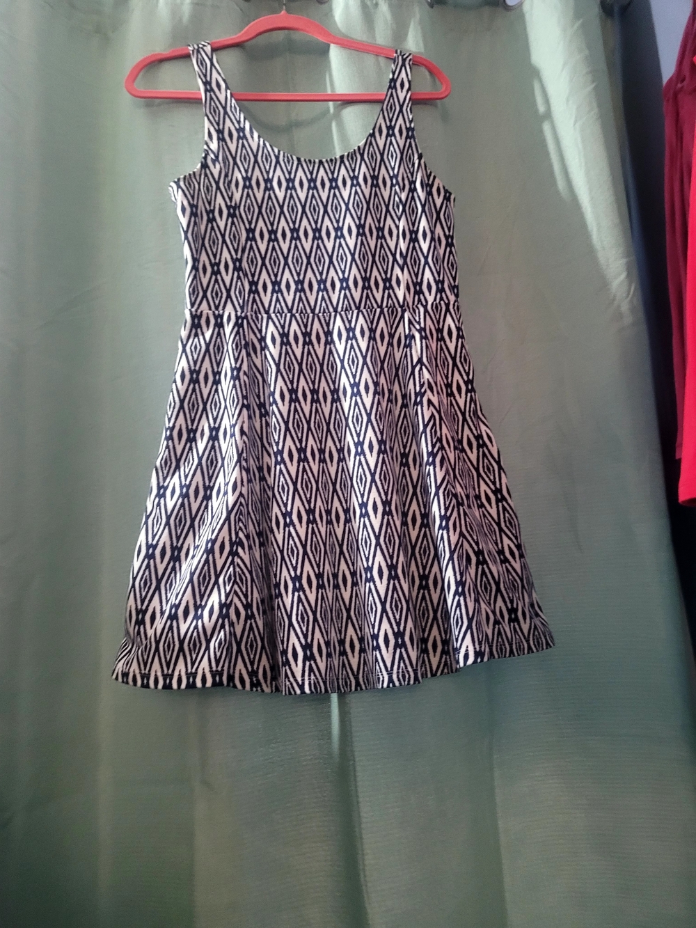 H&M Navy Blue and White Geometric Mini Dress